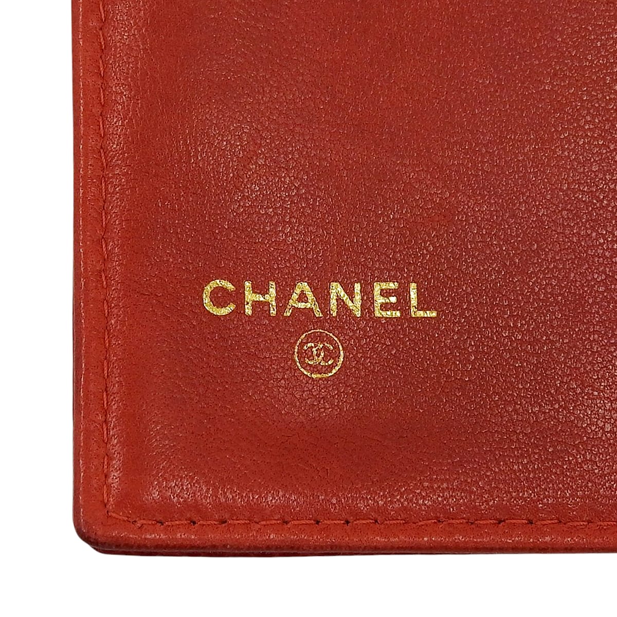 Circa 1998 Caviar Skin CC Logo Stitch Long Wallet Red