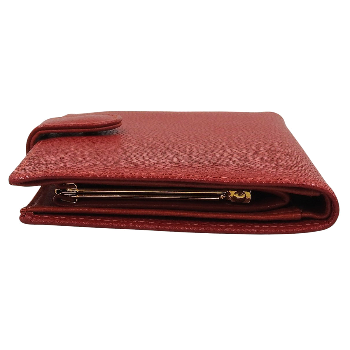Circa 1998 Caviar Skin CC Logo Stitch Long Wallet Red
