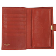 Circa 1998 Caviar Skin CC Logo Stitch Long Wallet Red