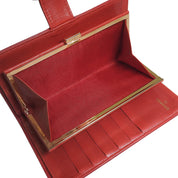 Circa 1998 Caviar Skin CC Logo Stitch Long Wallet Red