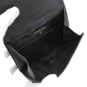 Circa 2001 Caviar Skin CC Logo Stitch Compact Wallet Black