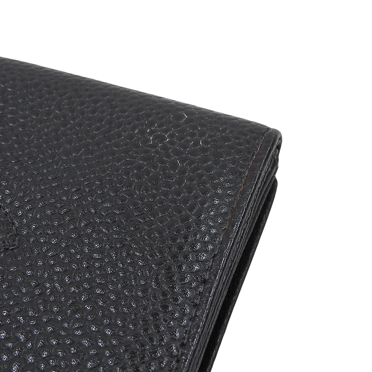Circa 2001 Caviar Skin CC Logo Stitch Compact Wallet Black
