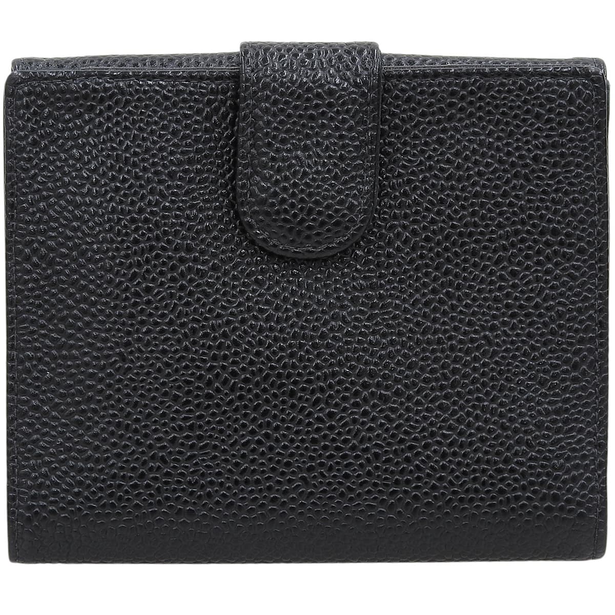Circa 2001 Caviar Skin CC Logo Stitch Compact Wallet Black