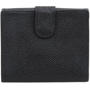 Circa 2001 Caviar Skin CC Logo Stitch Compact Wallet Black