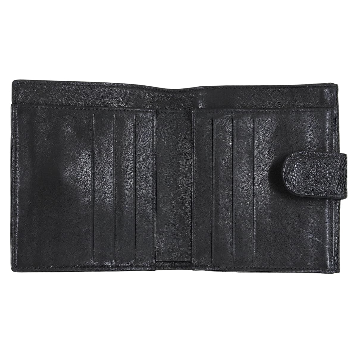 Circa 2001 Caviar Skin CC Logo Stitch Compact Wallet Black