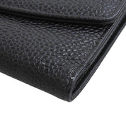 Circa 2001 Caviar Skin CC Logo Stitch Compact Wallet Black