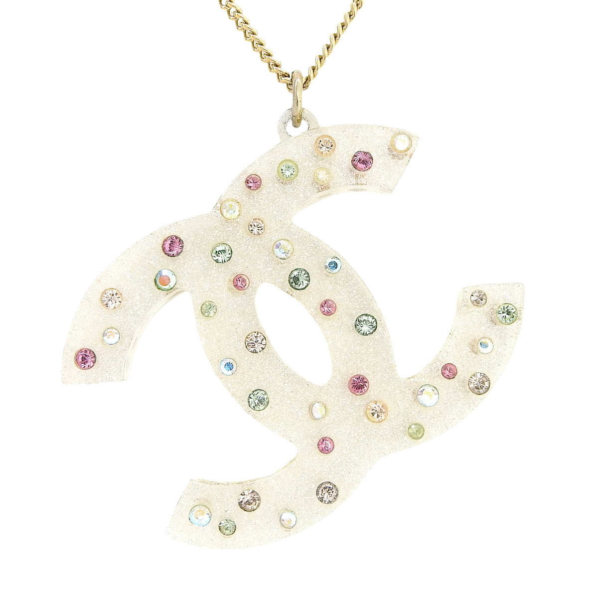 2004年製 ラインストーンCCマークネックレス ゴールド