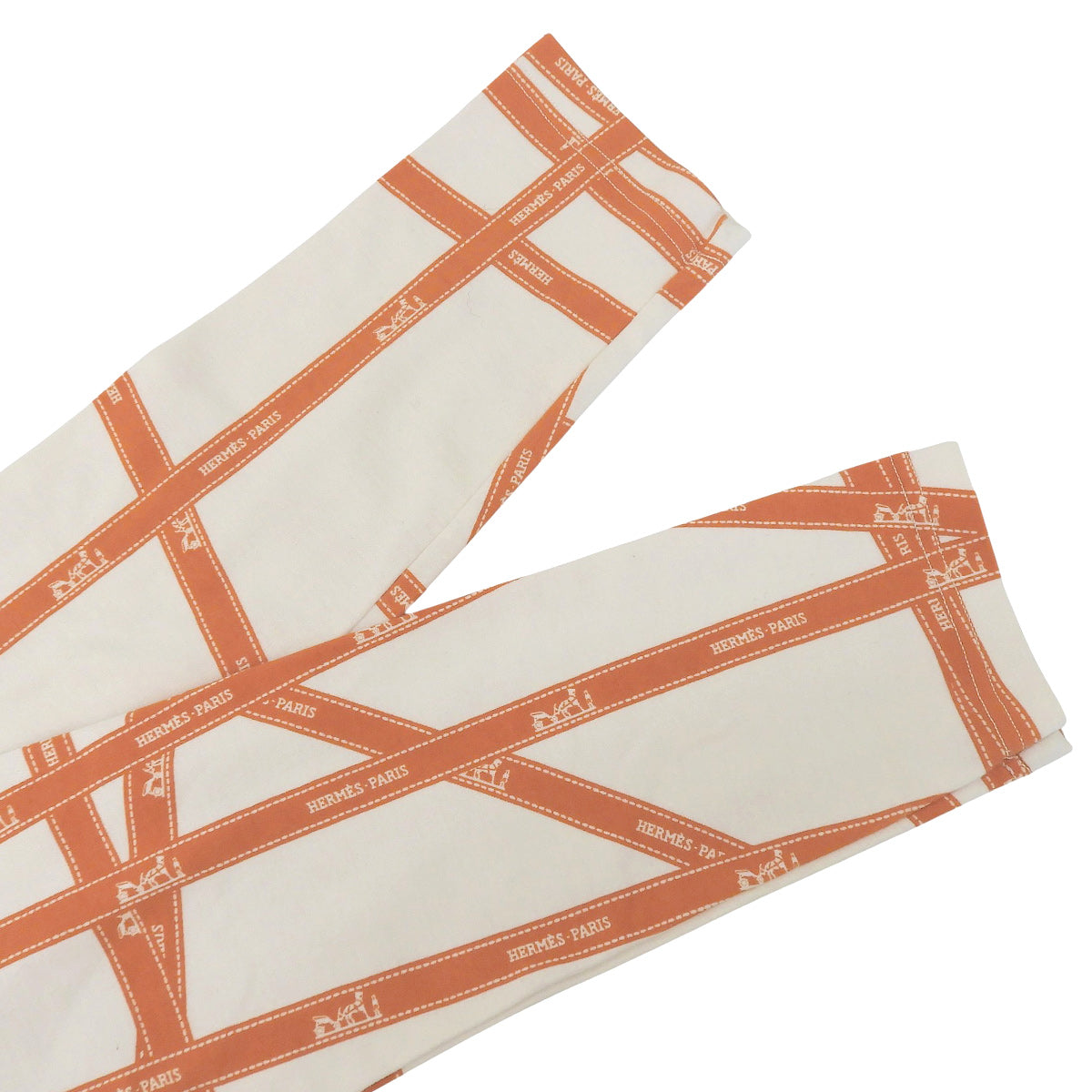 Bolduc pattern long-sleeve top #L White/Orange