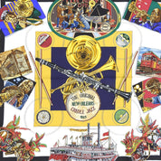 カレ90 NewOrleans Creole Jazzスカーフ ネイビー/ホワイト