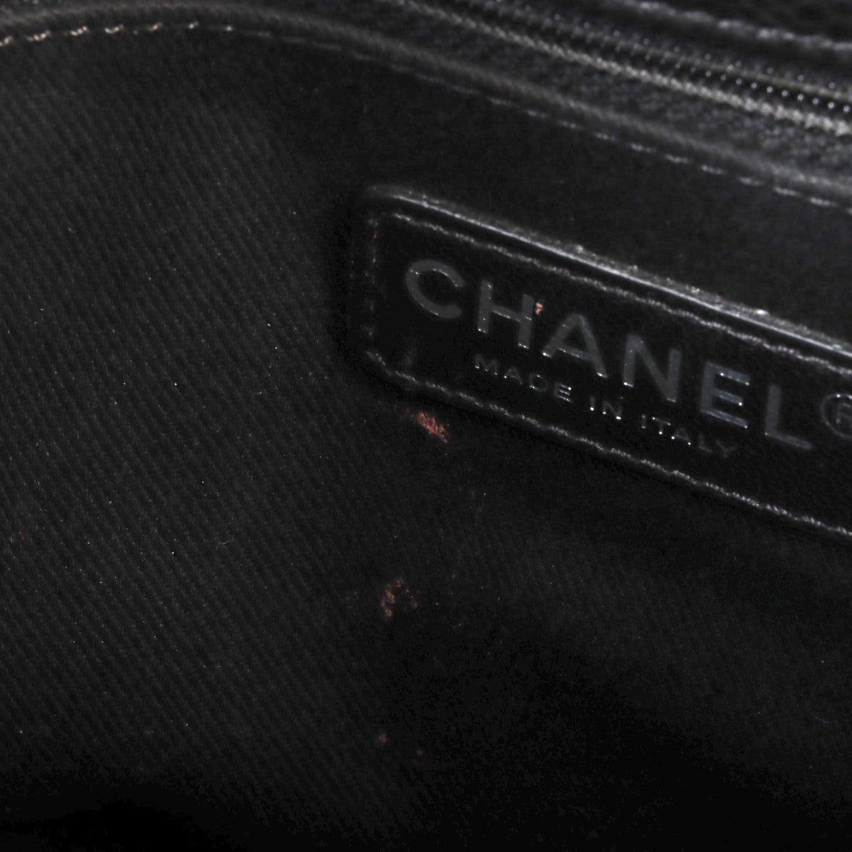 Circa 2014 Caviar Skin CC Logo Stitched Chain Tote Bag Black