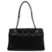 Circa 2014 Caviar Skin CC Logo Stitched Chain Tote Bag Black