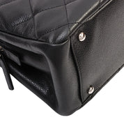 Circa 2014 Caviar Skin CC Logo Stitched Chain Tote Bag Black