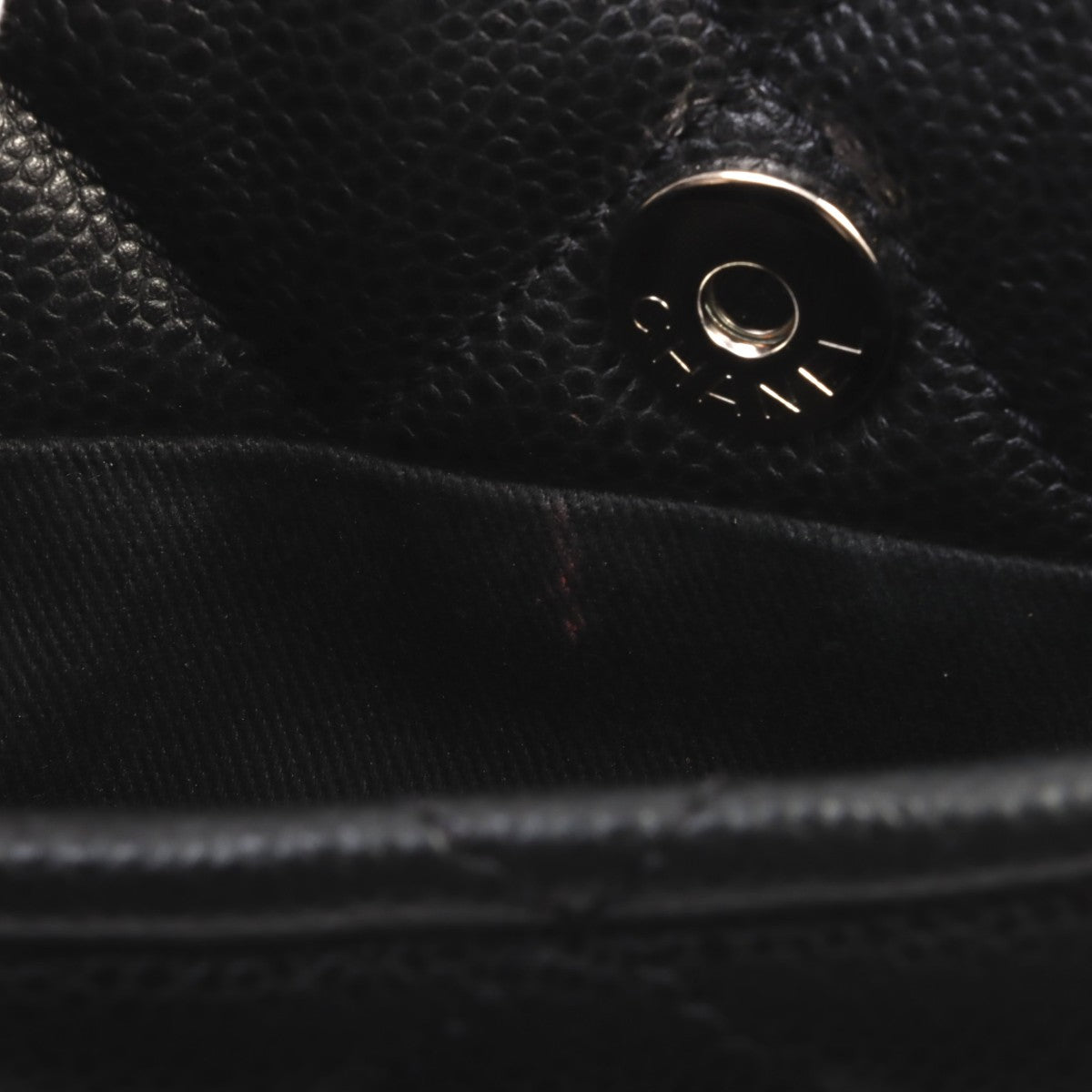 Circa 2014 Caviar Skin CC Logo Stitched Chain Tote Bag Black