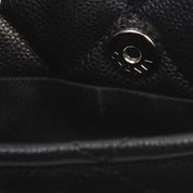 Circa 2014 Caviar Skin CC Logo Stitched Chain Tote Bag Black