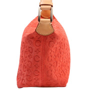 Suede C Macadam Pattern One-Shoulder Bag Salmon Pink