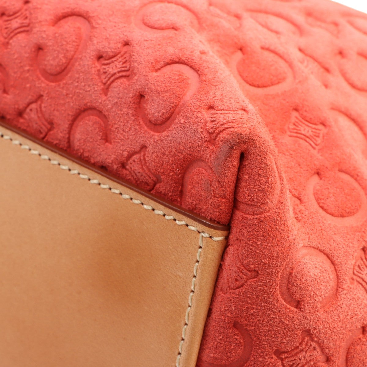 Suede C Macadam Pattern One-Shoulder Bag Salmon Pink