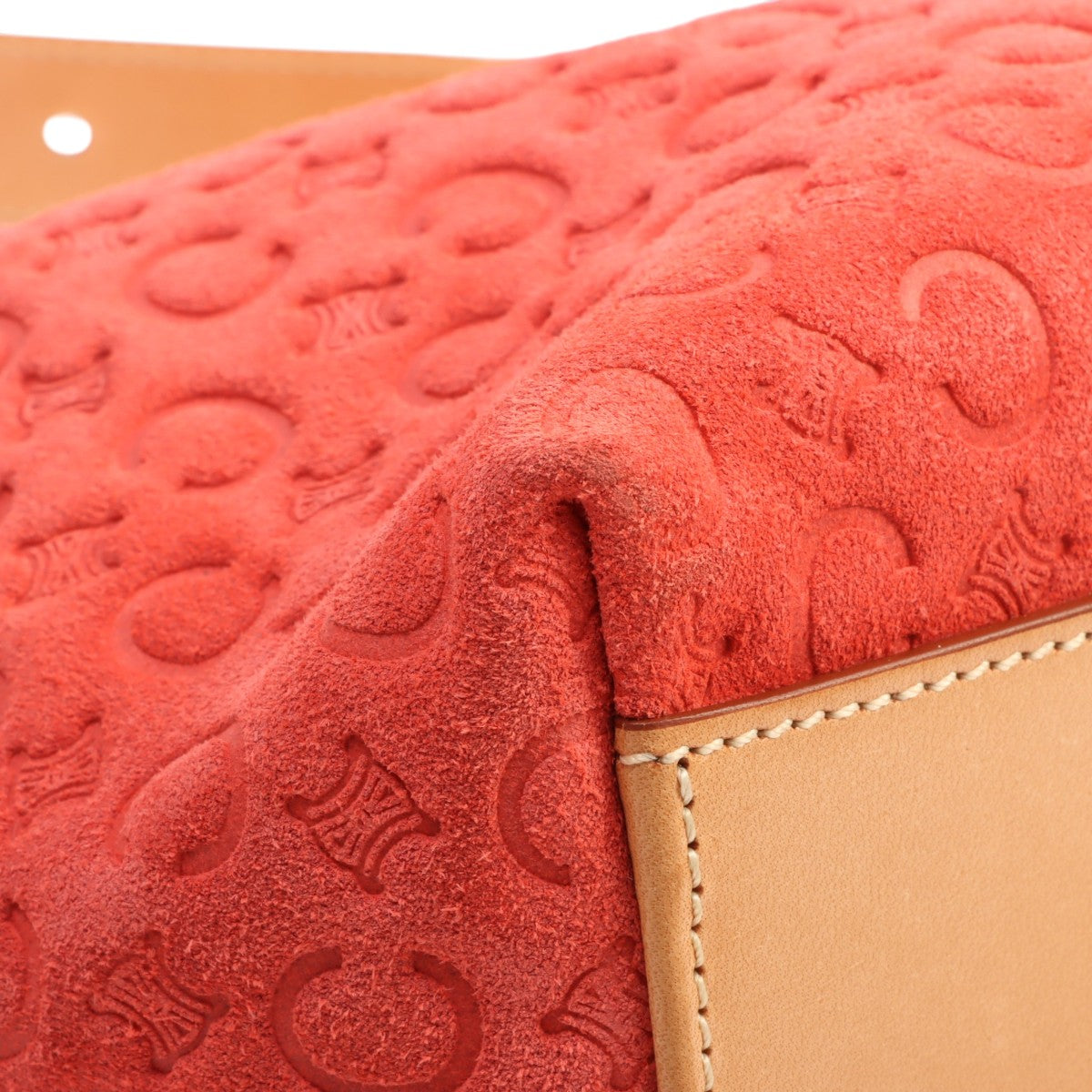 Suede C Macadam Pattern One-Shoulder Bag Salmon Pink