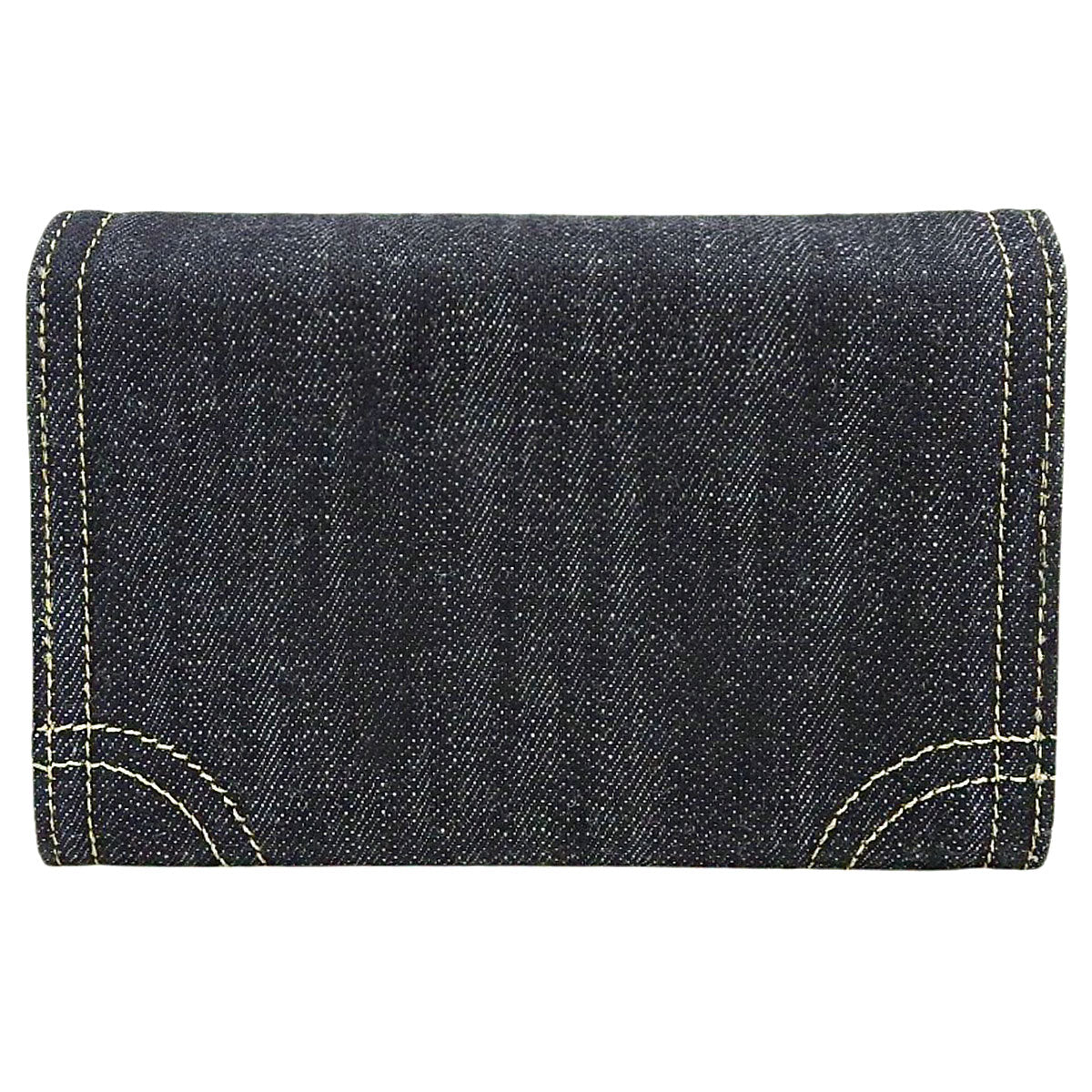 Circa 2005 Denim CC Mark Stitch Long Wallet Indigo