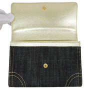 Circa 2005 Denim CC Mark Stitch Long Wallet Indigo