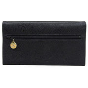 Circa 1998 Caviar Skin CC Logo Stitch Long Wallet Black
