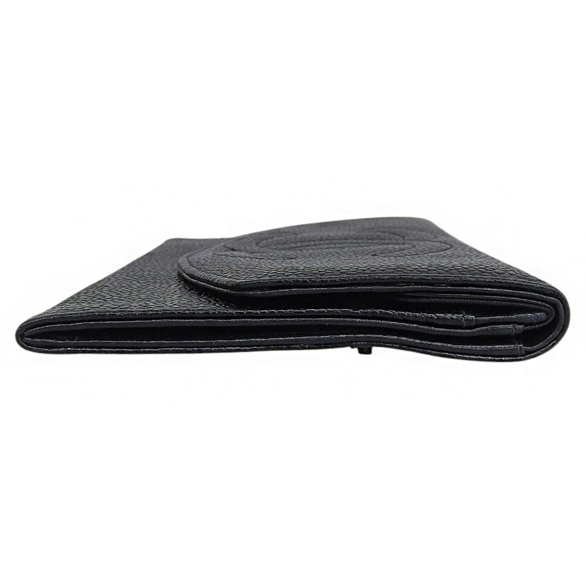 Circa 1998 Caviar Skin CC Logo Stitch Long Wallet Black