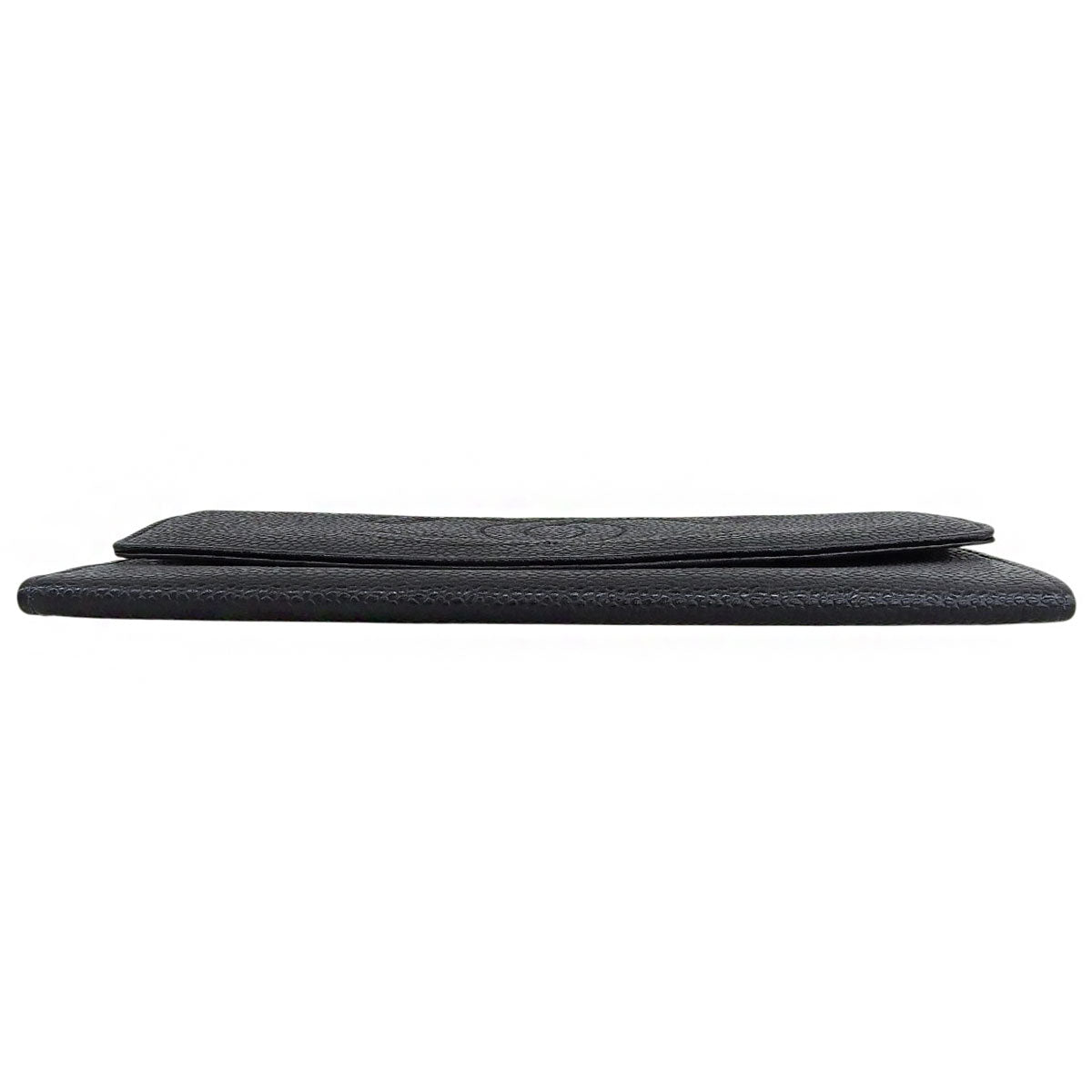 Circa 1998 Caviar Skin CC Logo Stitch Long Wallet Black