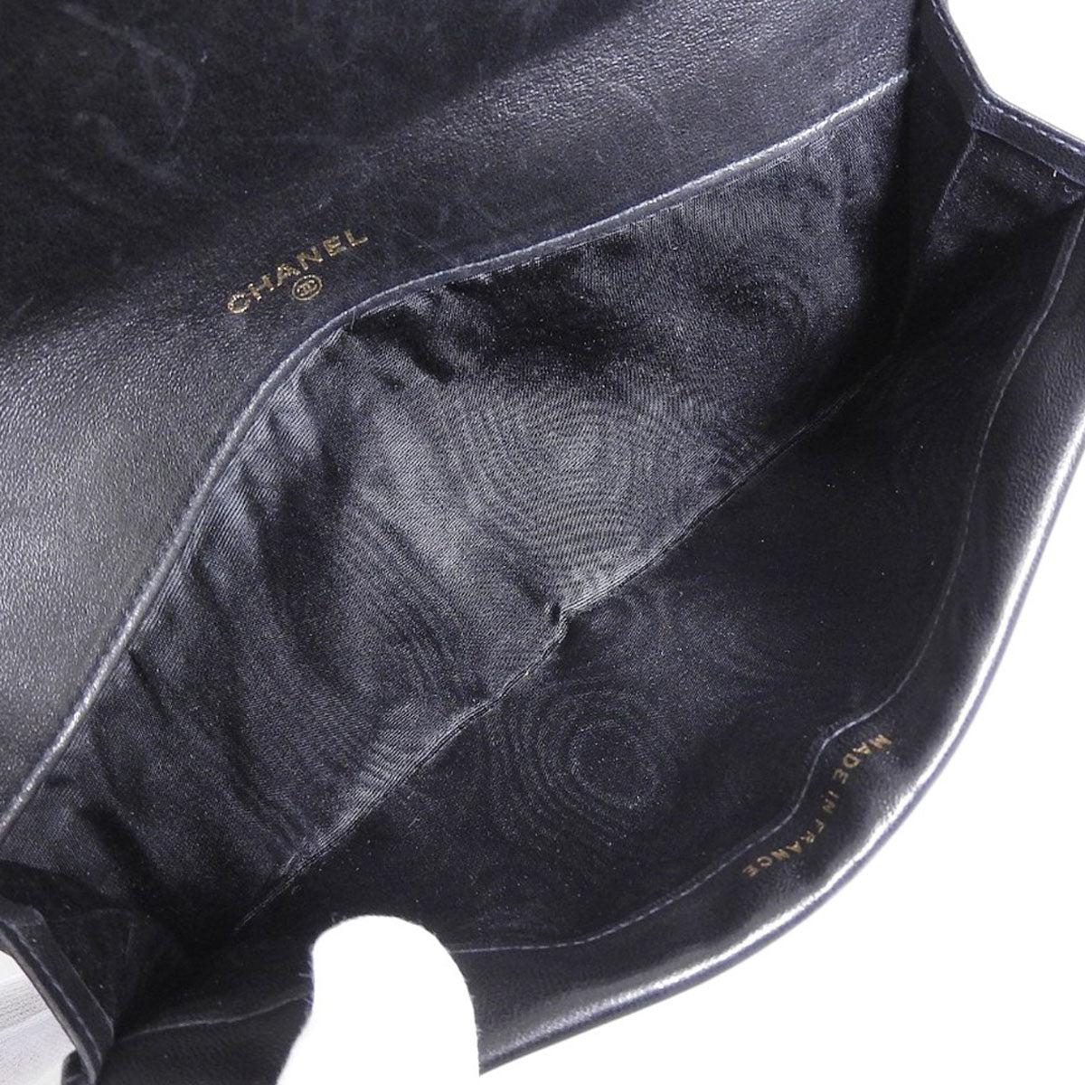 Circa 1998 Caviar Skin CC Logo Stitch Long Wallet Black