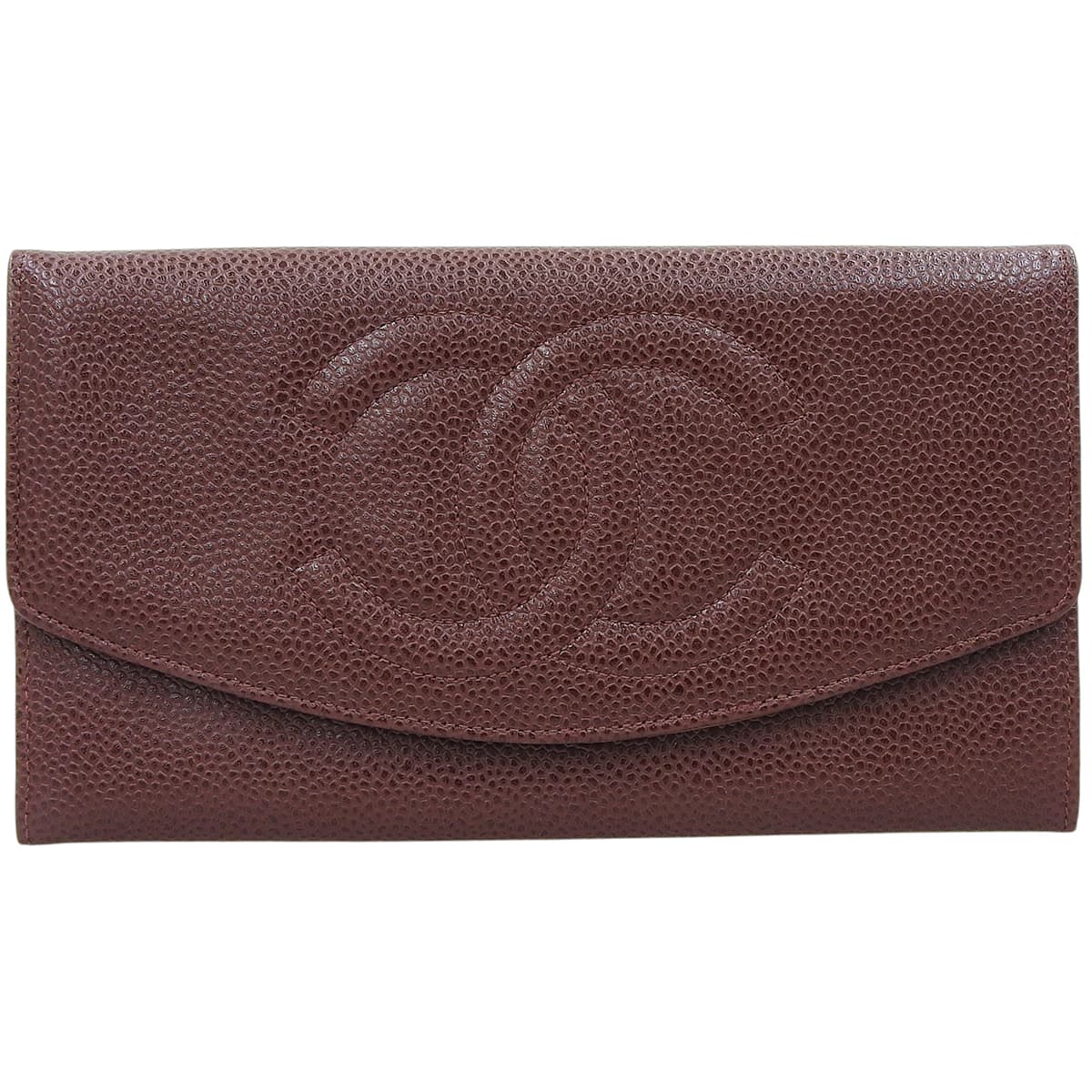 Circa 1997 Caviar Skin CC Mark Stitch Long Wallet Brown