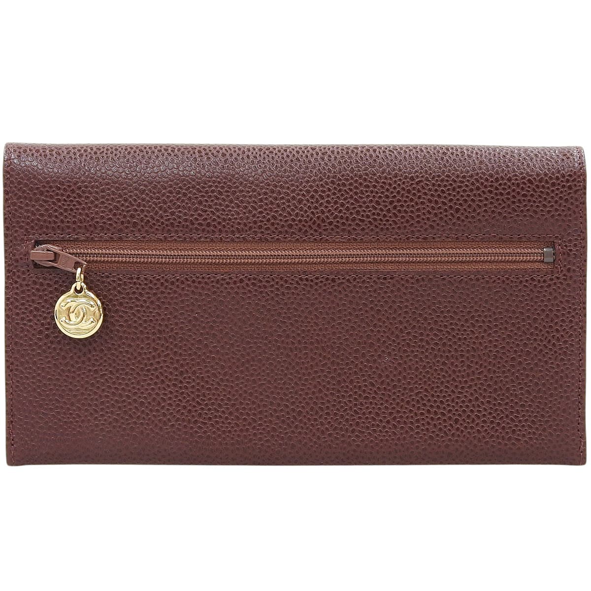 Circa 1997 Caviar Skin CC Mark Stitch Long Wallet Brown