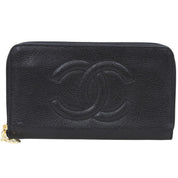 Circa 1995 Caviar Skin CC Mark Stitch Long Wallet Black