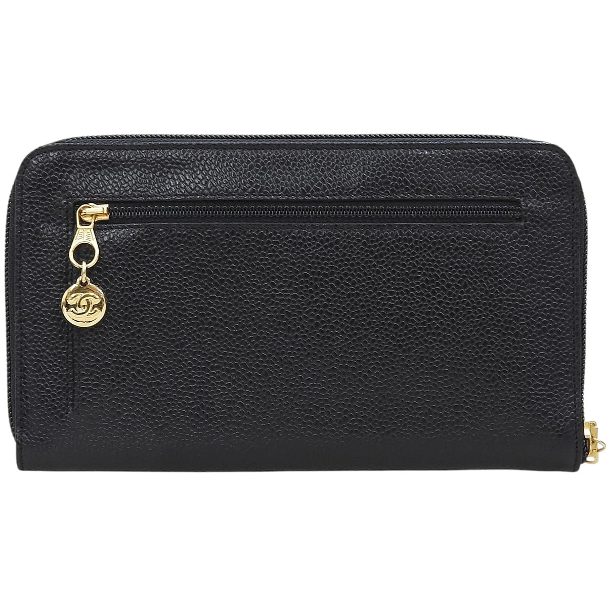 Circa 1995 Caviar Skin CC Mark Stitch Long Wallet Black