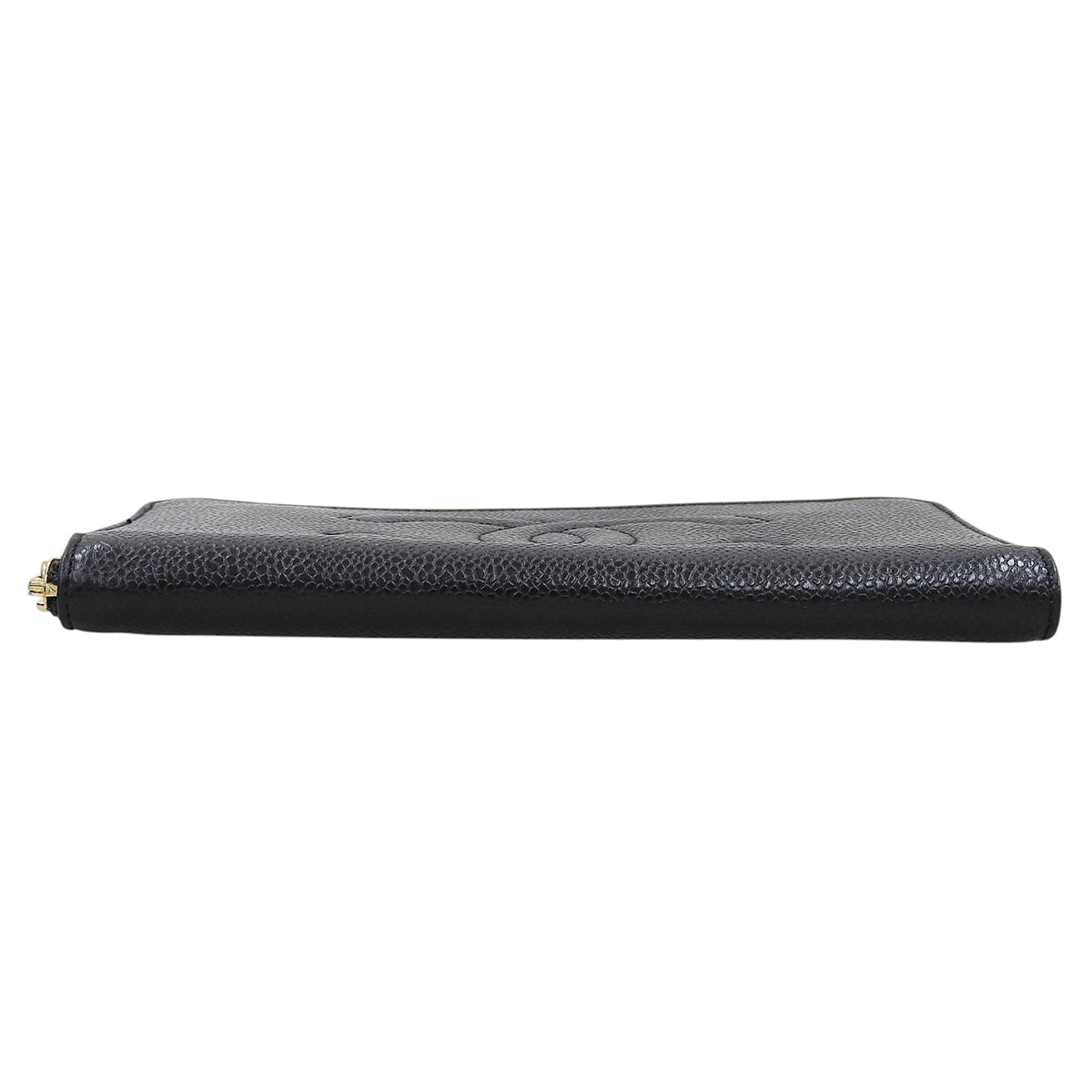 Circa 1995 Caviar Skin CC Mark Stitch Long Wallet Black