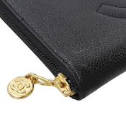 Circa 1995 Caviar Skin CC Mark Stitch Long Wallet Black