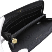 Circa 1995 Caviar Skin CC Mark Stitch Long Wallet Black