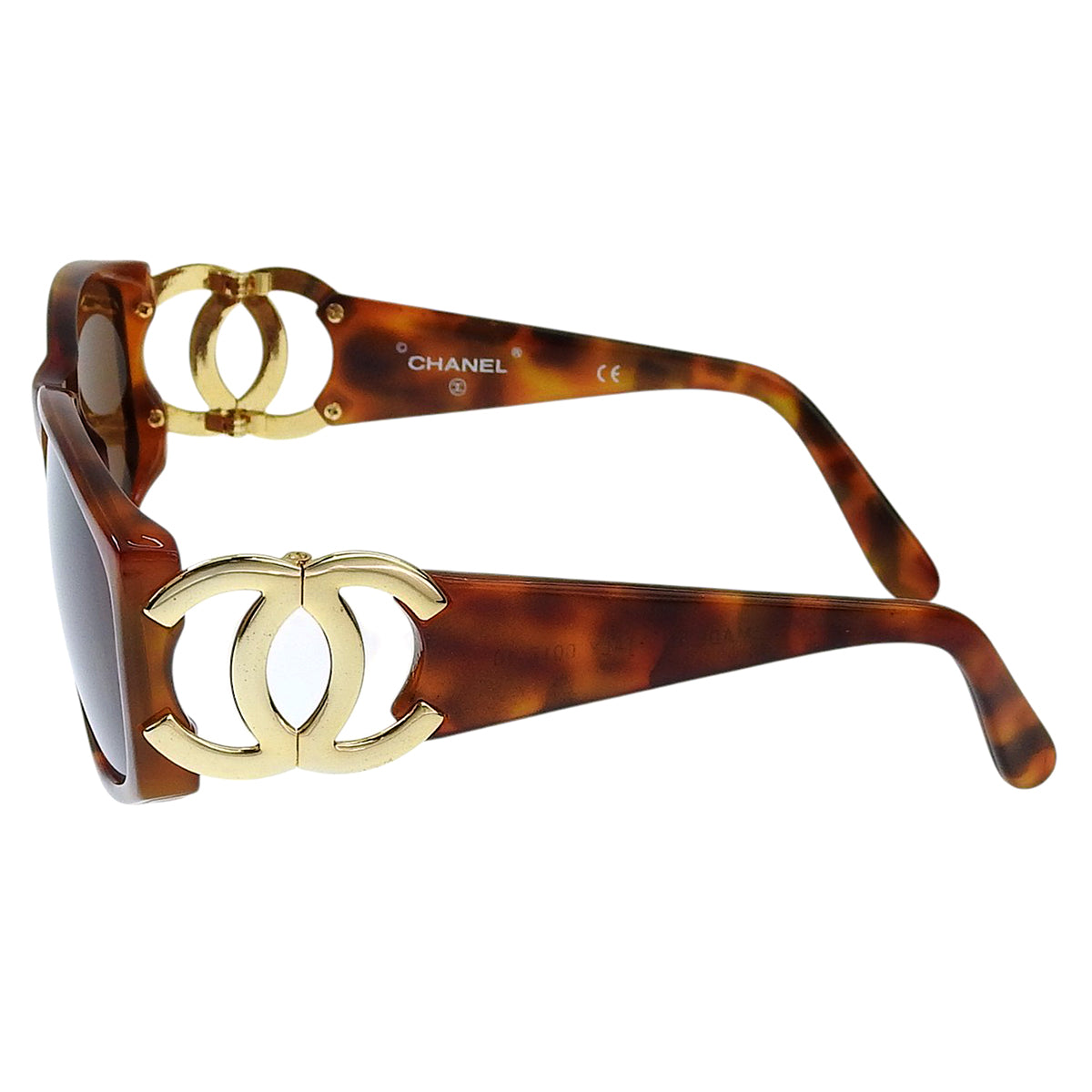 Brown Marble Side CC Logo Sunglasses Brown