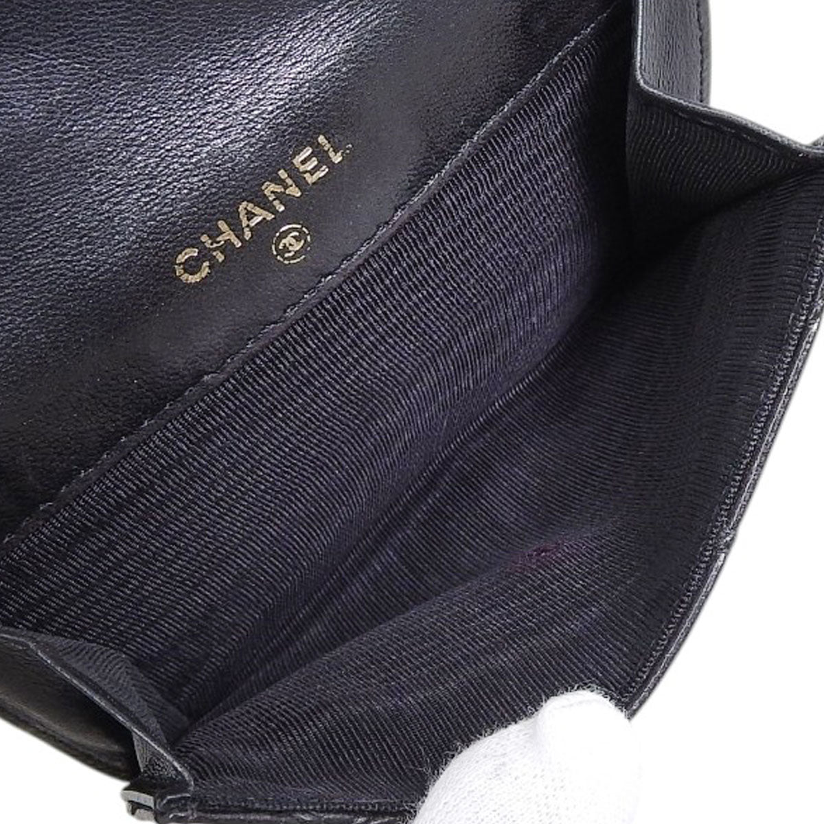 Circa 1995 Bicolor Stitch CC Mark Plate Compact Wallet Black