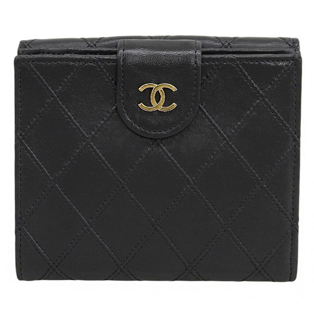 Circa 1995 Bicolor Stitch CC Mark Plate Compact Wallet Black