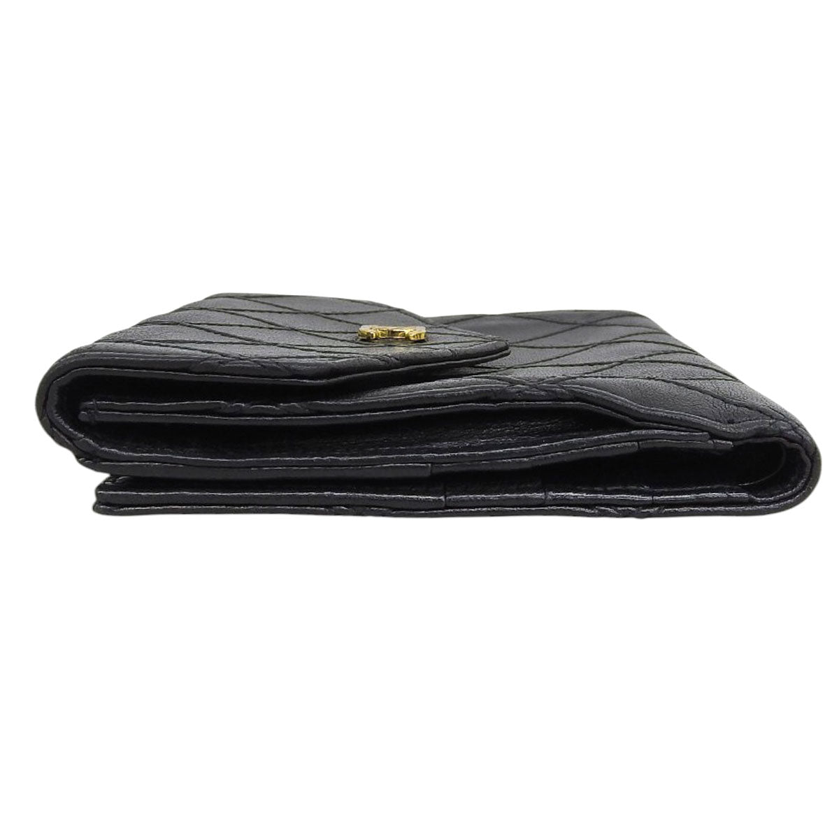 Circa 1995 Bicolor Stitch CC Mark Plate Compact Wallet Black