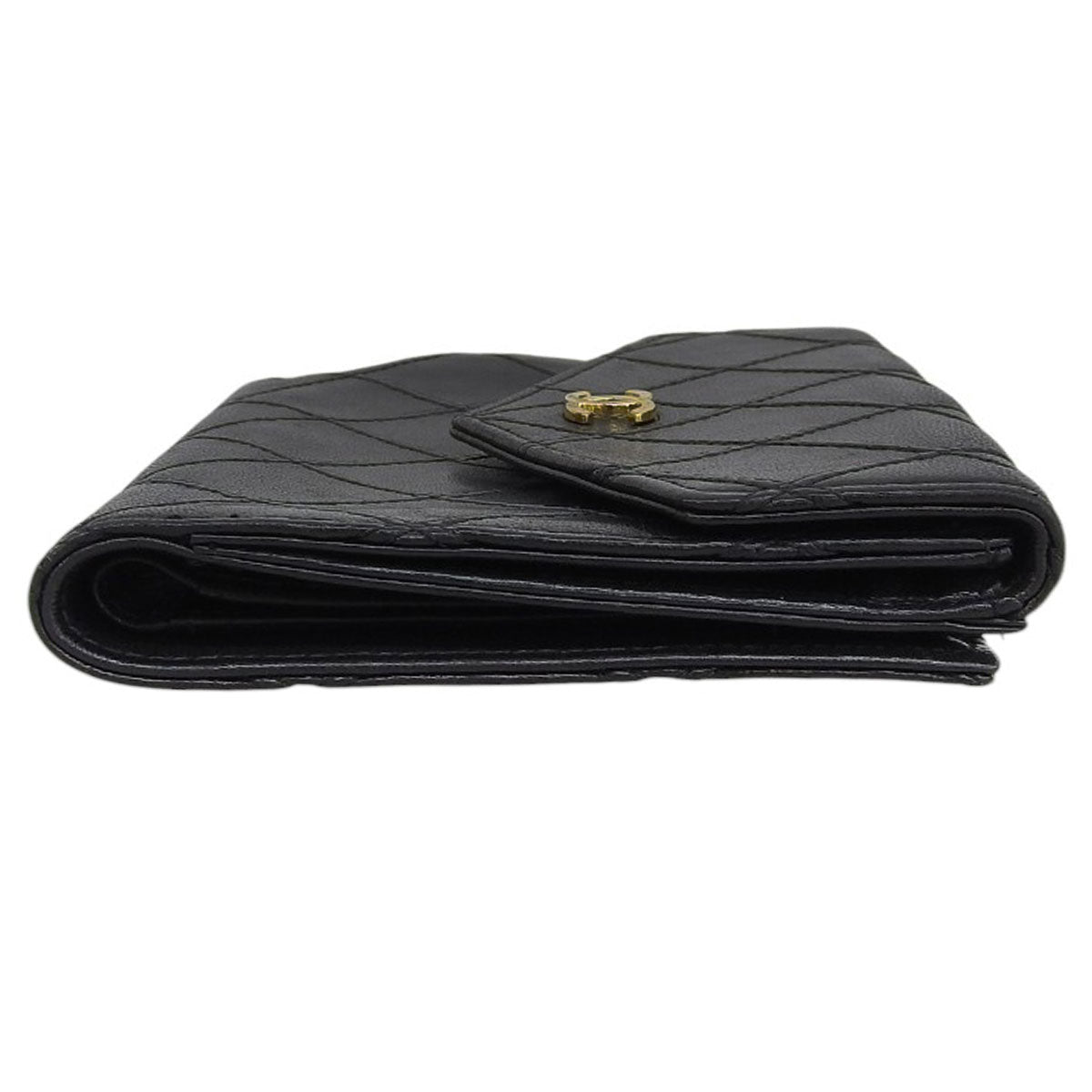 Circa 1995 Bicolor Stitch CC Mark Plate Compact Wallet Black