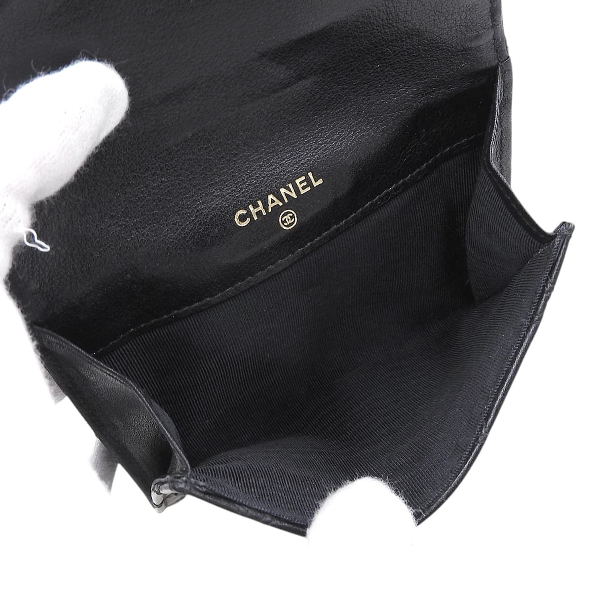 Circa 1990 CC Logo Plate Bi-color Stitch Compact Wallet, Black