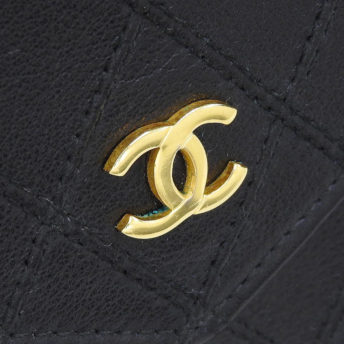 Circa 1990 CC Logo Plate Bi-color Stitch Compact Wallet, Black