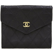Circa 1990 CC Logo Plate Bi-color Stitch Compact Wallet, Black