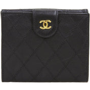Circa 1990 CC Logo Plate Bi-color Stitch Compact Wallet, Black