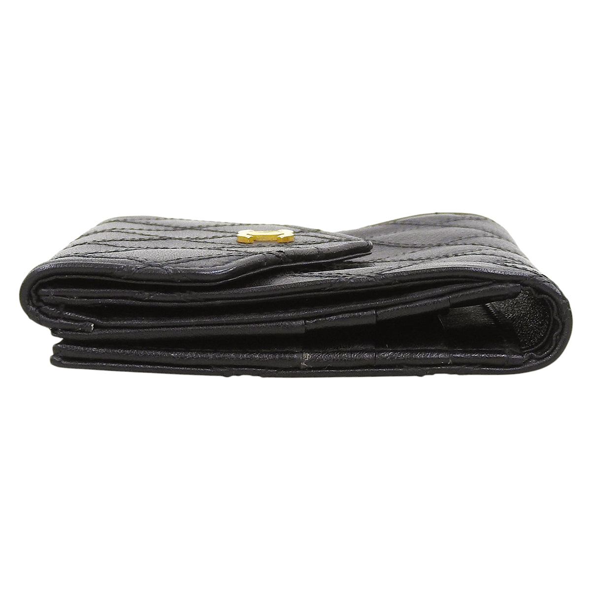 Circa 1990 CC Logo Plate Bi-color Stitch Compact Wallet, Black