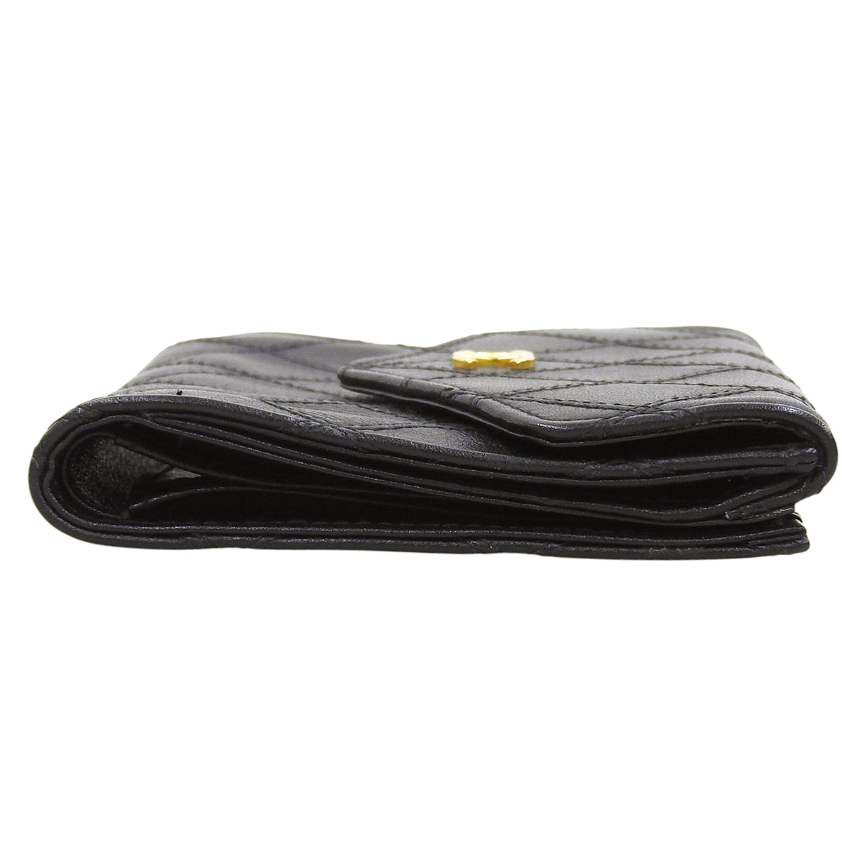 Circa 1990 CC Logo Plate Bi-color Stitch Compact Wallet, Black