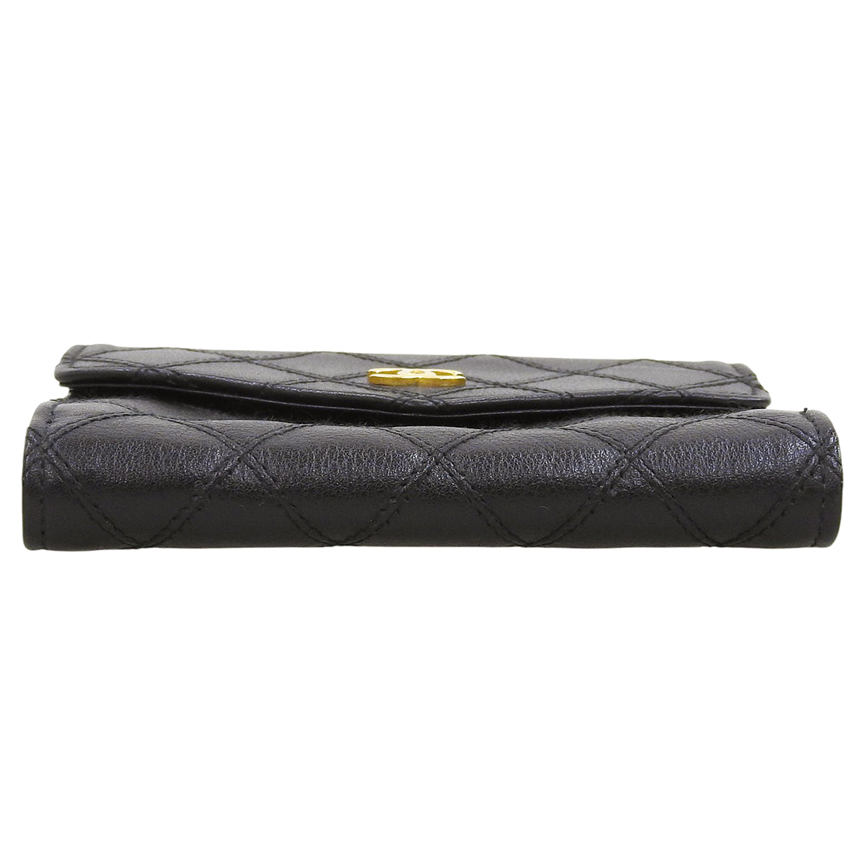 Circa 1990 CC Logo Plate Bi-color Stitch Compact Wallet, Black