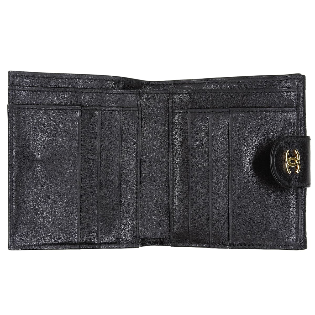 Circa 1990 CC Logo Plate Bi-color Stitch Compact Wallet, Black