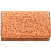 Circa 2013 Caviar Skin CC Logo Stitch Key Case Orange