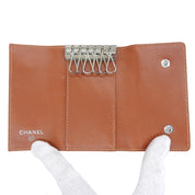 Circa 2013 Caviar Skin CC Logo Stitch Key Case Orange