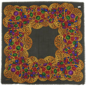 Silk Jewel Pattern Scarf Khaki/Gold/Multi